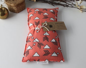 Large Rectangle Rice Bag - 6 x 12 inches, hot or cold therapy pack, rice heating pad, coral pink, watermelon, salmon, arrow triangle pattern