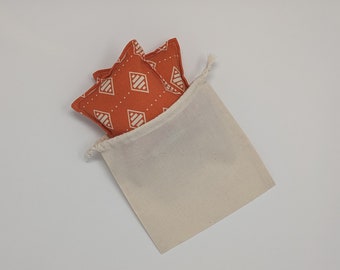 6.5 x 6.5 inches - Reusable Storage Bag, Double Drawstring, Unbleached 100 % Cotton Muslin, Small Square, Fits Hand Warmer Rice Bag Set