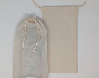 6.5 x 12 inches - Reusable Storage Bag, Double Drawstring, Unbleached 100 % Cotton Muslin, Fits Headache & Eye or Neck and Shoulder Rice Bag