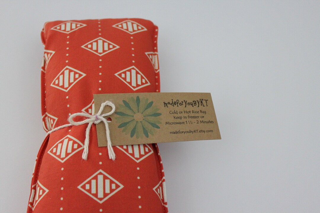 Neck & Shoulder Rice Bag 4.5 X 21 Inches, Hot or Cold Therapy Pack, Burnt Orange, Cream, Diamond