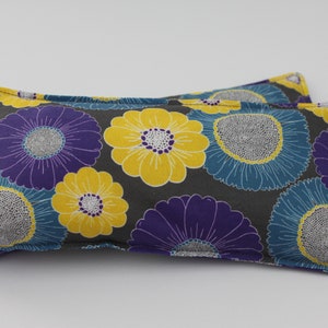 Neck & Shoulder Rice Bag 4.5 x 21 inches, hot or cold therapy pack, purple, yellow, teal blue, gray, floral pattern, rice heating pad image 2