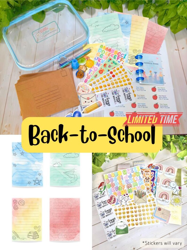 Kids Letter Writing Kit – Pen Pal Set with Themed Stationery, Personalized Address Labels, Stickers, Wax Seals (Zipper Case) Back-to-School