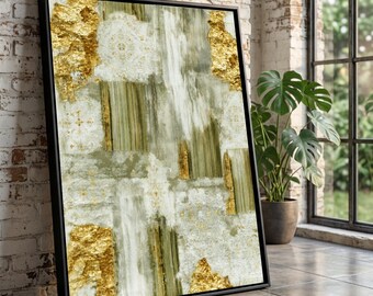 Elegant Gold and Neutral Abstract Canvas, Pattern Wall Art, Modern Decorative Canvas, Luxury Home Decor, Ready to Hang