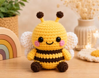 Patrón de amigurumi de abeja a crochet, tutorial de juguete de peluche kawaii (PDF)