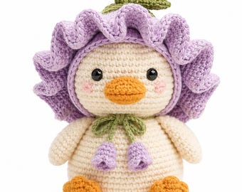 Flower Duck Crochet Pattern PDF, Amigurumi Toy, Beginner Friendly Plush (Digital Download)