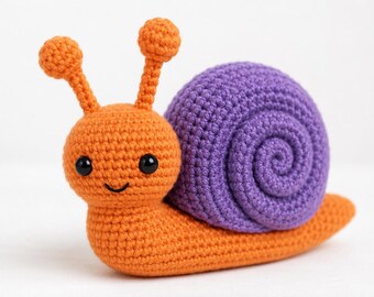 Amigurumi Snail Crochet Pattern PDF | Friendly | Orange Purple Snail | Instant Download