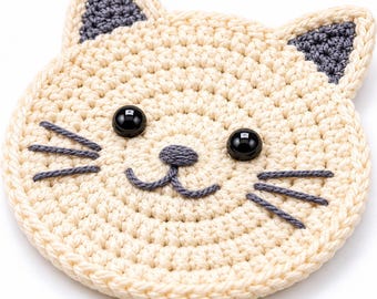 Crochet Cat Coaster Pattern | Beginner Friendly PDF Tutorial (Instant Download)