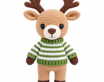 Crochet Reindeer Amigurumi Pattern PDF, Festive Deer Plush Toy Tutorial (Digital Download)