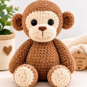 Crochet Monkey Snuggler Pattern | Chunky Amigurumi Lovey Blanket (PDF Download)