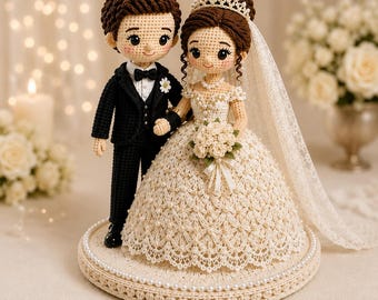 Patrón de amigurumi de pareja de novios a crochet, tutorial de muñecos de novios (descarga en PDF)