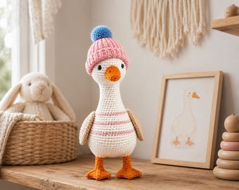 Pippa Goose Crochet Pattern PDF, Amigurumi Farm Bird Tutorial (Digital Download)