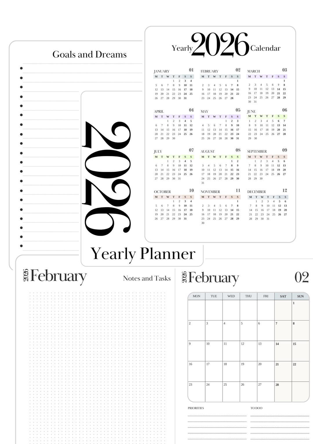 2026 Digital Planner Minimalist: All-in-one Planner Daily Weekly ...