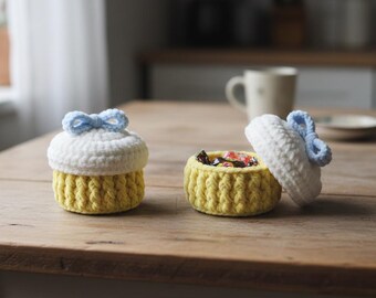 Modèle de boîte à cupcakes au crochet, tutoriel sur les pots de rangement Amigurumi (téléchargement PDF)