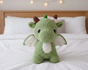 Modèle au crochet Amigurumi Dragon vert, tutoriel pour peluche (Modèle PDF)