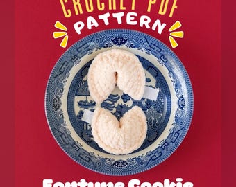 Modèle de biscuit Fortune au crochet | Biscuit porte-bonheur Amigurumi (téléchargement PDF)
