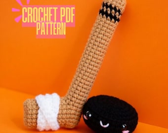 Patron au crochet pour bâtons de hockey et rondelles | Jouet de sport Amigurumi (téléchargement PDF)