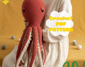 Modèle au crochet de pieuvre géante, pieuvre en peluche géante (téléchargement instantané)