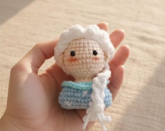 Mini motif princesse au crochet, poupée La Reine des neiges (téléchargement PDF)