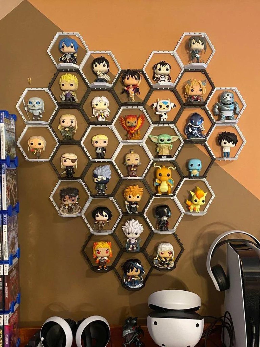 Hexagon Wall Shelf | Modular Honeycomb Display for Collectibles ...