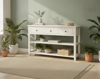 Console Table with 3 Drawers & Storage Shelves, Vintage Entryway Table, Sofa Table for Hallway, Living Room and Office
