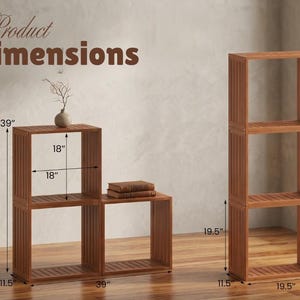 stackable cube bookshelf modern natural wood grain