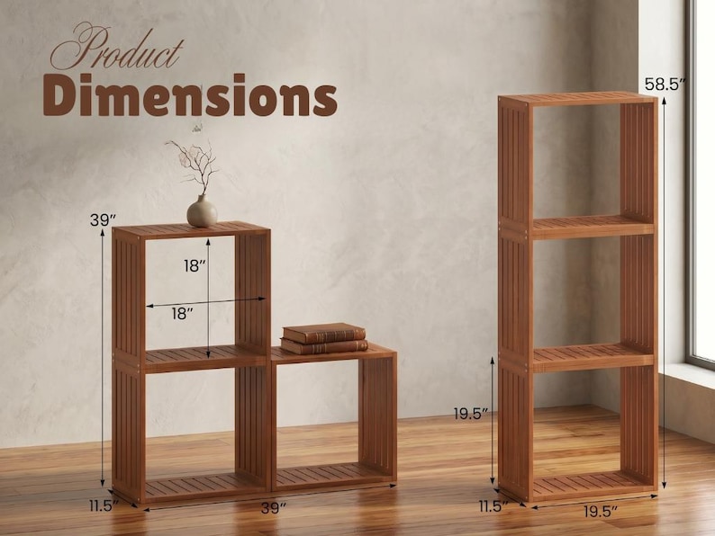 stackable cube bookshelf modern natural wood grain