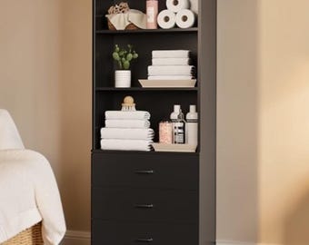 Tall Bookshelf Drawer Storage Cabinet Wooden Display Shelf Organizer Home Furniture