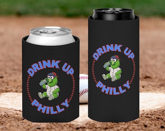 Osłona na puszkę baseballową Philadelphia | Rozmiary standardowe i wąskie | Rękaw na napój w dniu meczu w Filadelfii | Upominek dla kibica baseballu