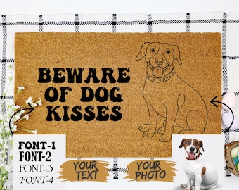Custom Pet Doormat, Personalized Welcome Mat, Upload Pet Photo And Custom Text, Dog Cat Doormat, Pet Lover Gift, Door Rug