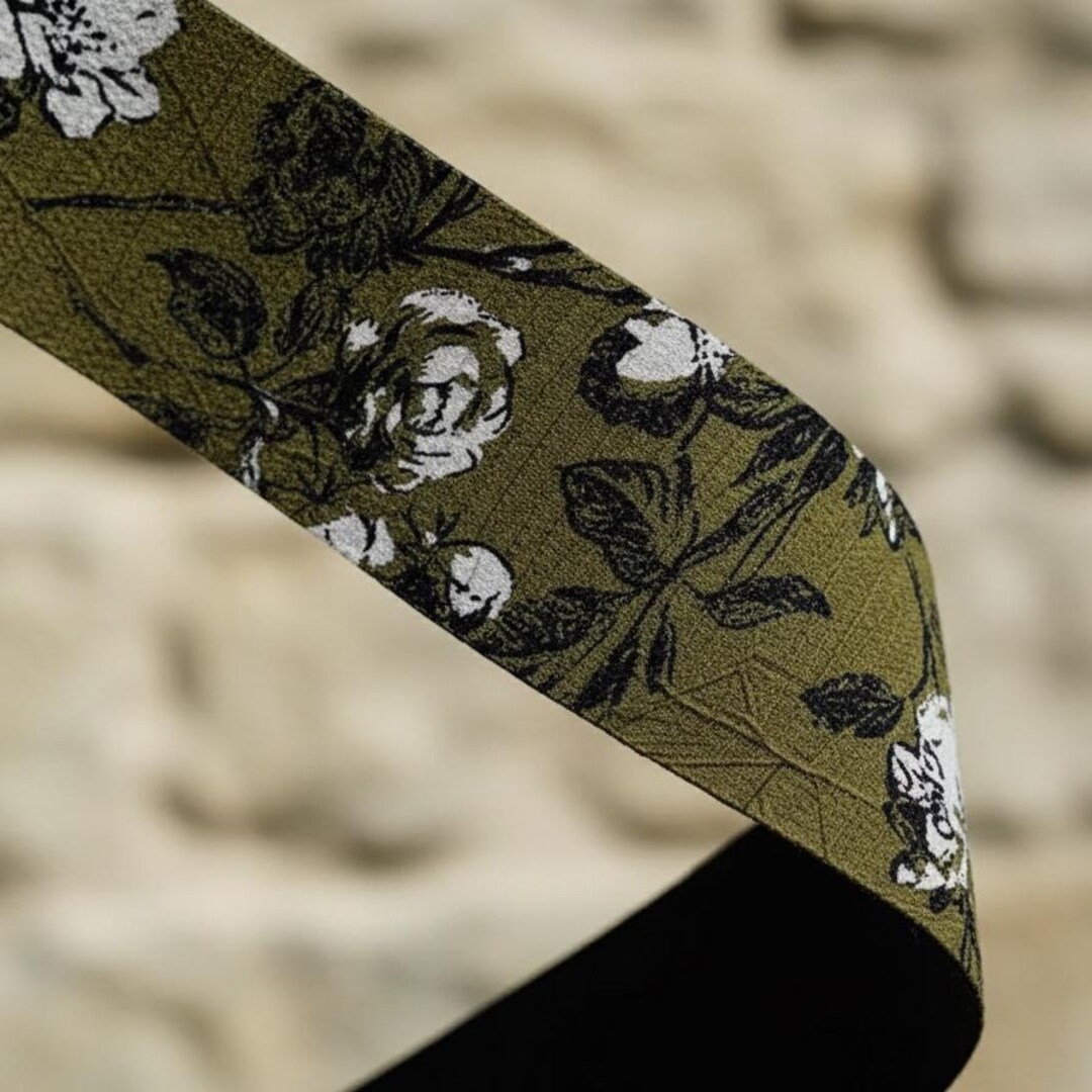Vintage Botanical Fabric Ribbon by the Metre, 5cm Olive Green Cotton ...
