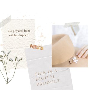 May include: A beige hat with a small white flower pinned to the side. The image includes text that reads "No physical item will be shipped" and "THIS IS A DIGITAL PRODUCT."