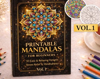 50 Páginas Fáceis para Colorir Mandalas para Iniciantes | Alívio do Estresse (Padrão em PDF Vol. 1)