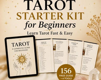 Kit Inicial de Tarot para Iniciantes | Guia de Tarot de 156 Páginas + Caderno de Exercícios de Tiragens, Folhas de Consulta Rápida e Perguntas