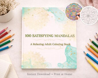 100 Mandalas Relaxantes para Adultos | Livro de Colorir para Imprimir | Páginas de Mandalas Relaxantes | Colorir para Aliviar o Estresse | Download Instantâneo