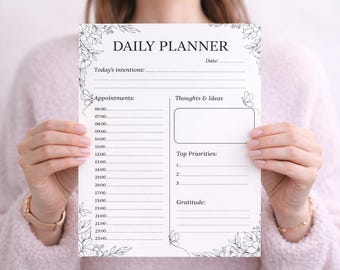 Planejador diário feminino | Cronograma de produtividade sem data (A4, A5, Carta EUA)