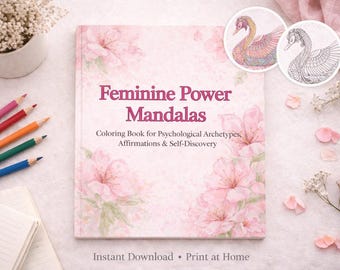 Livro de colorir mandalas sobre arquétipos femininos com teste de autodescoberta