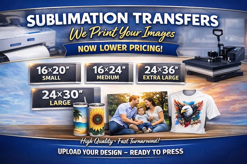 Transfer Displays Custom Sublimation Transfer Print – up to 24x96 Inch, Ready to Press - Etsy