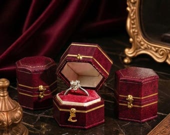 Luxury Hand-Crafted Antique Ring Box - Vintage Wedding Ring Box - Antique Proposal Ring Box Gift For Her