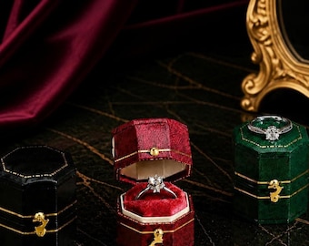 Hand-Crafted Antique Ring Box - High-Quality Vintage Wedding or Engagement Ring Box - Antique Proposal Jewelry Box Gift For Her