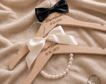 Personalized Wedding Dress Hanger For Bride & Groom- Bride Hanger - Custom Name Engraved Dress Hanger - Wedding Gift For Couple