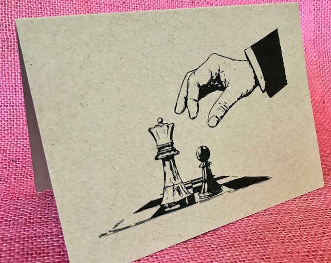 Chess Your Move  Set of ANY 3 Greeting Note Cards Invitation Recycled Kraft Cardstock with matching envelope 5 x 7"
