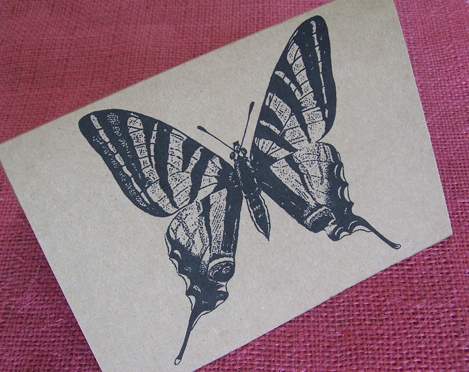 Butterfly Set of ANY 3 Greeting Note Cards Invitation Recycled Kraft Cardstock with matching envelope 5 x 7"