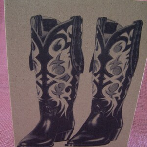 Lot de 3 cartes de vœux, bottines de cow-boy, invitations, papier cartonné épais kraft avec 3 enveloppes assorties, 5 x 7 po.