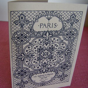 Paris Parisian Address Business Ornate SET OF ANY 3 Greeting Note Cards Invitations Recycled Kraft Cardstock avec enveloppe assortie 5 x 7 »