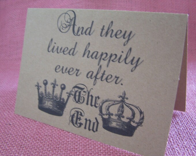 Wedding/Anniversary "Happily Ever After" Set of ANY 3 Greeting Note Cards Invitations Kraft Heavy Cardstock with 3 matching envelopes 5 x 7"