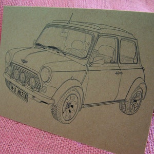 Original BMC Mini Cooper "Italian Job" 3er Set Grußkarten Einladung Recycelt Kraft Cardstock mit passendem Umschlag 15 x 15cm