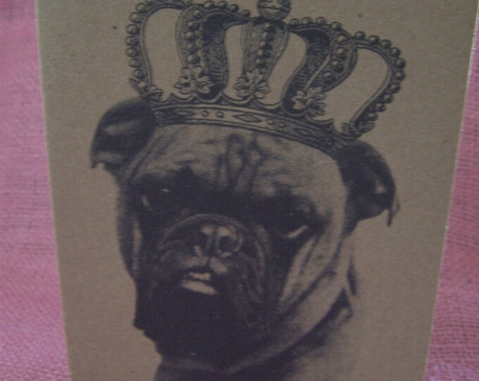 Crowned Royal Boxer SET OF ANY 3 Greeting Note Cards Invitations Kraft Cardstock with matching envelopes 5 x 7"