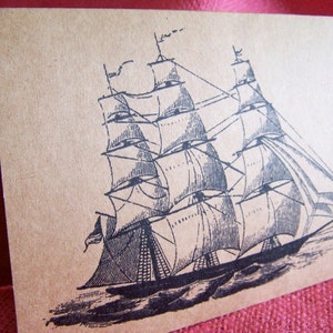 Windjammer Corsador Tall Sailing Ship Set de CUALQUIERA 3 Tarjetas de felicitación Invitaciones Kraft Cartulina sobres a juego 5 x 7"
