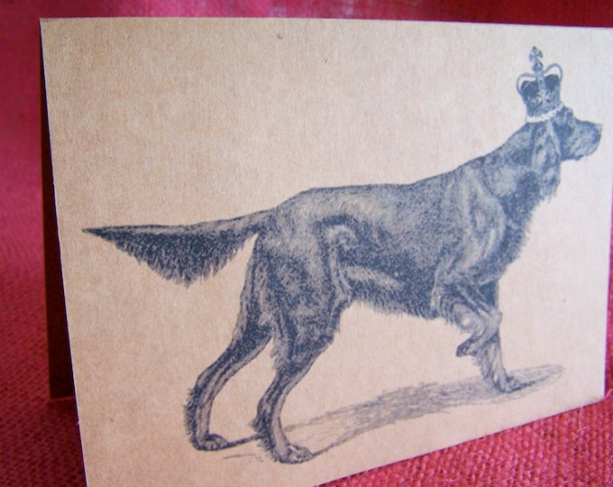 Gordon Setter Dog With Crown  Set of ANY 3 Greeting Note Cards Invitations Kraft Cardstock with matching envelopes 5 x 7"