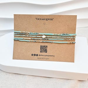 Turquoise & Pearl Seed Bead Bracelet • Layered Summer Beach Jewelry • Dainty Stackable Bracelet • Layering Necklace